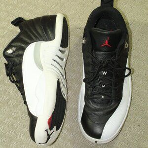 Size 12 - Air Jordan 12 Retro Low Playoffs Black/Varsity Red-White Sneakers IOB